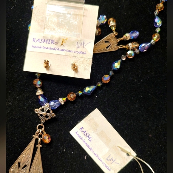 Lori Frantz-Koenig Bundle Hand Beaded Austrian Crystals Brass Necklace E… - Picture 6 of 16